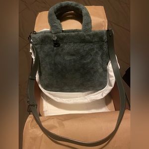 Coach Tote 28 In Signature Shearling, Green, gift box & dust bag included